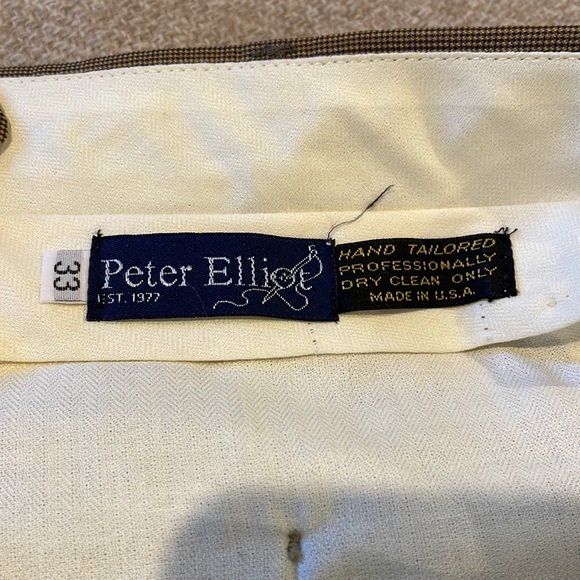 Peter Elliot Tailored Cuffed Double Pleated Trousers 33/29 Brown - Picture 3 of 5